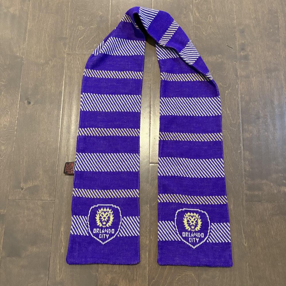 Orlando City SC Scarf Mens Purple White MLS‎ Soccer Supporters Fan Knit Striped